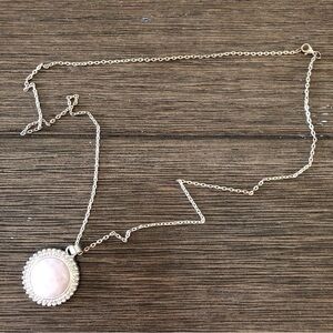 Pink natural gemstone and sterling sliver necklace